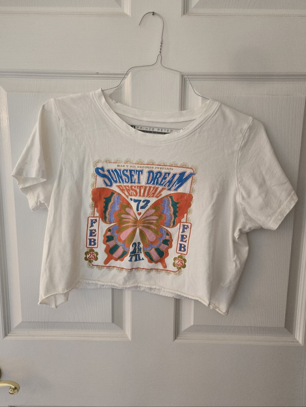 Butterfly Print Cropped Tshirt Large